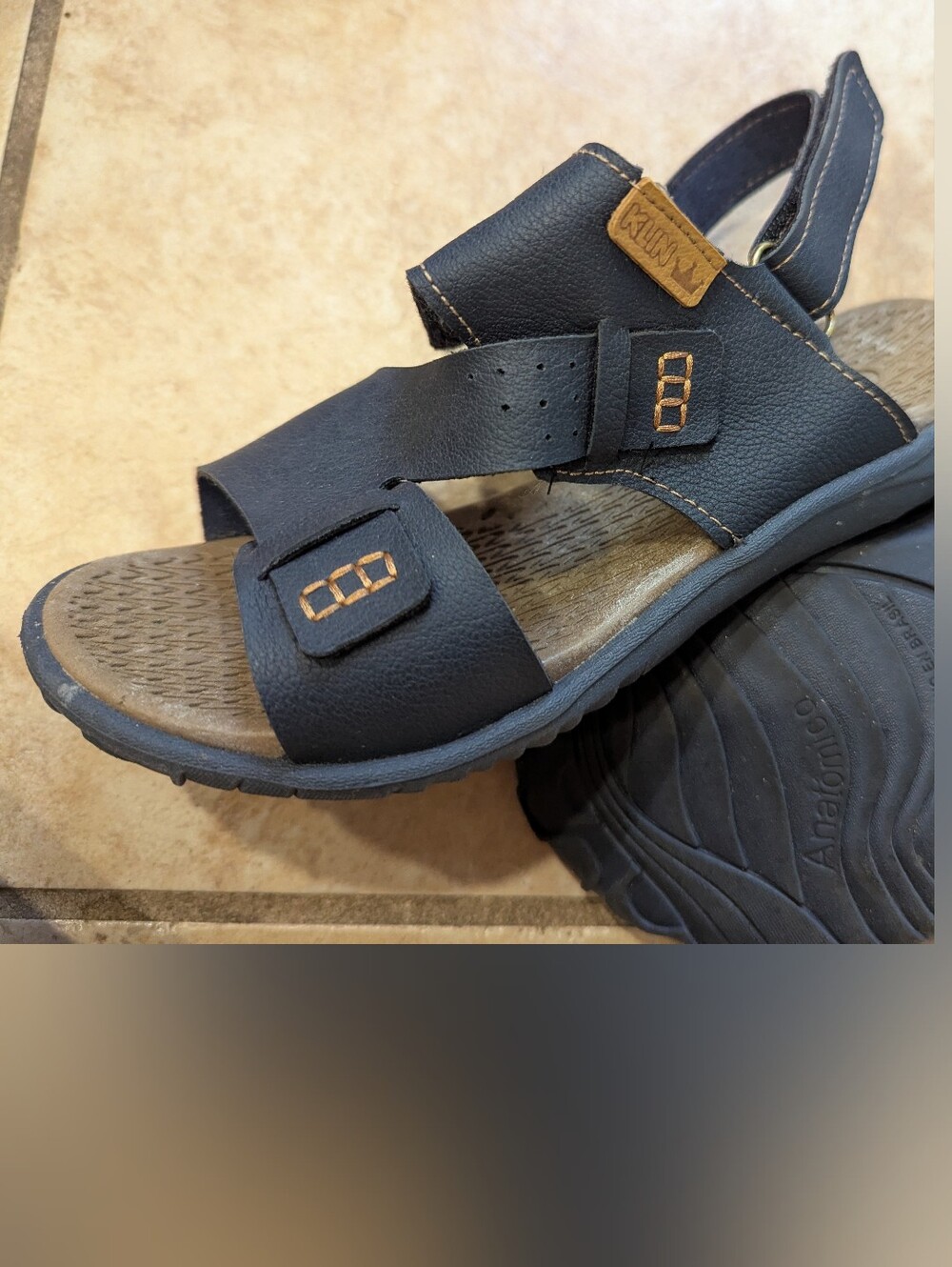 Kids Navy Adjustable Leather Sandals - Anatonico Style
